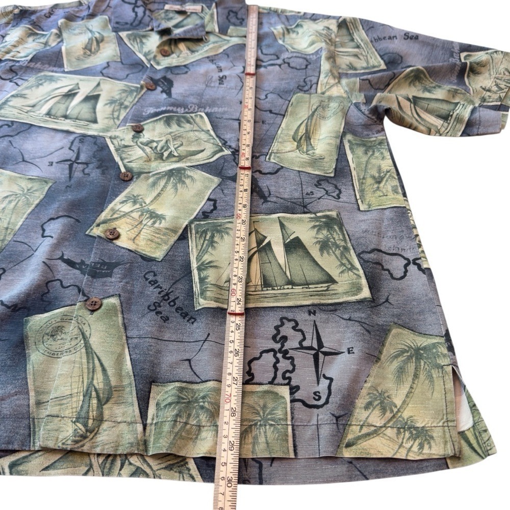 Tommy Bahama Blue Silk Hawaiian Camp Shirt Men's Large Tropical Resort Aloha EUC - Picture 12 of 16